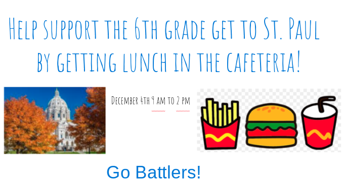 During the Craft Fair, the 6th grade will be serving food as a way to raise funds for their spring field trip. 
